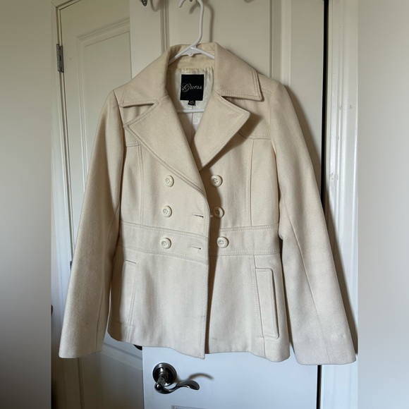 Guess Women's Ivory Wool-Blend Peacoat Size Small - Picture 1 of 9
